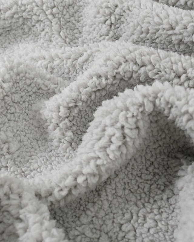 Tissu Sherpa gris clair